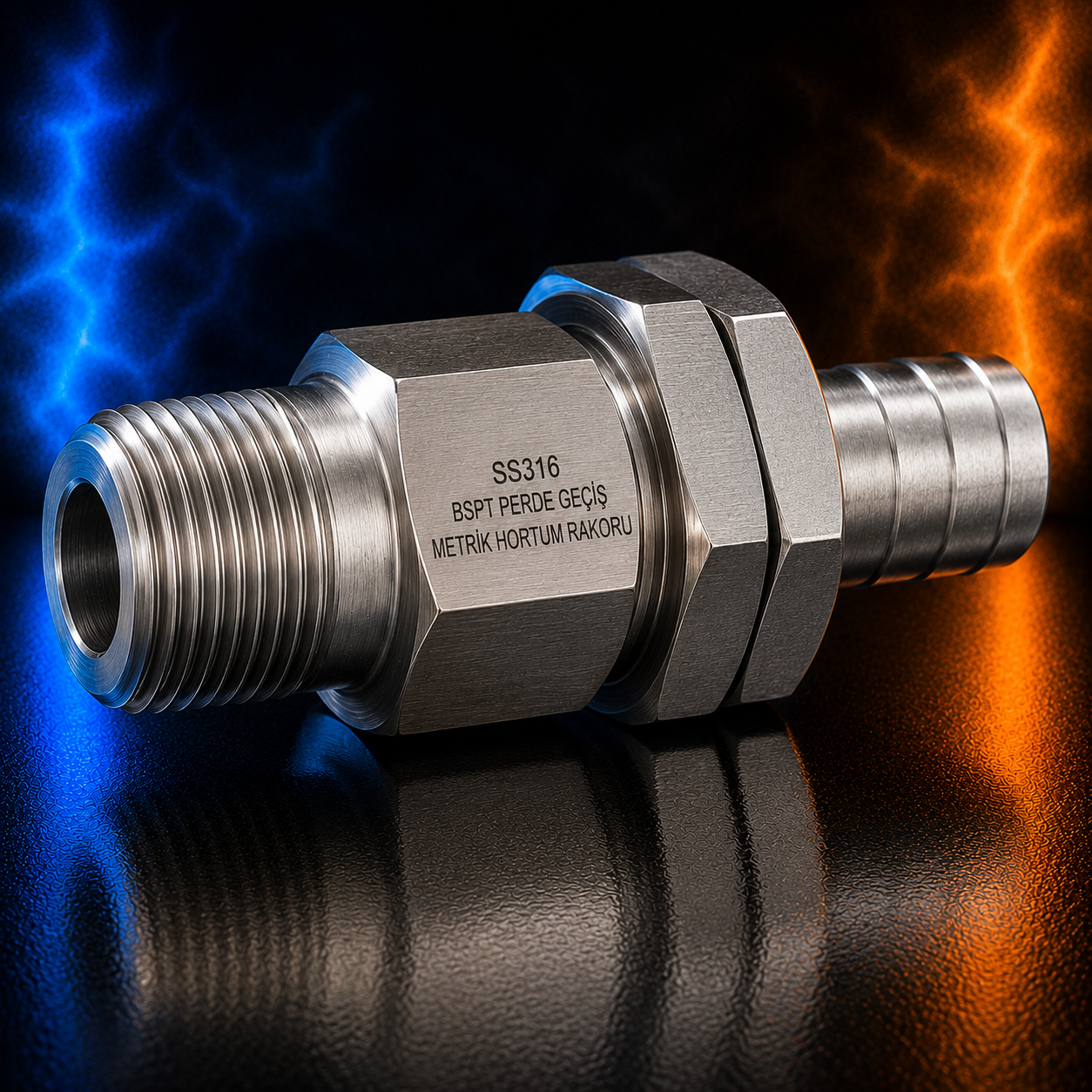 Muş 7/24 hortum servisi BSPT Perde Geçiş x Metrik Hortum Rakoru SS316