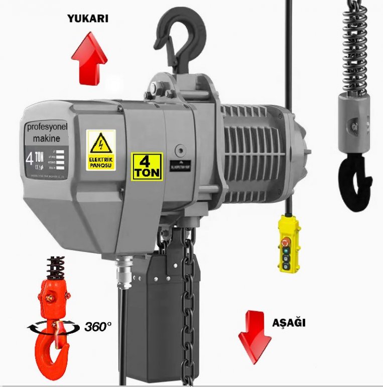 4 Ton Elektrikli Sabit Askl Zincirli Vin