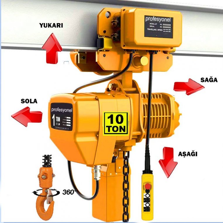 10 Ton Elektrikli Monoray Zincirli Vin