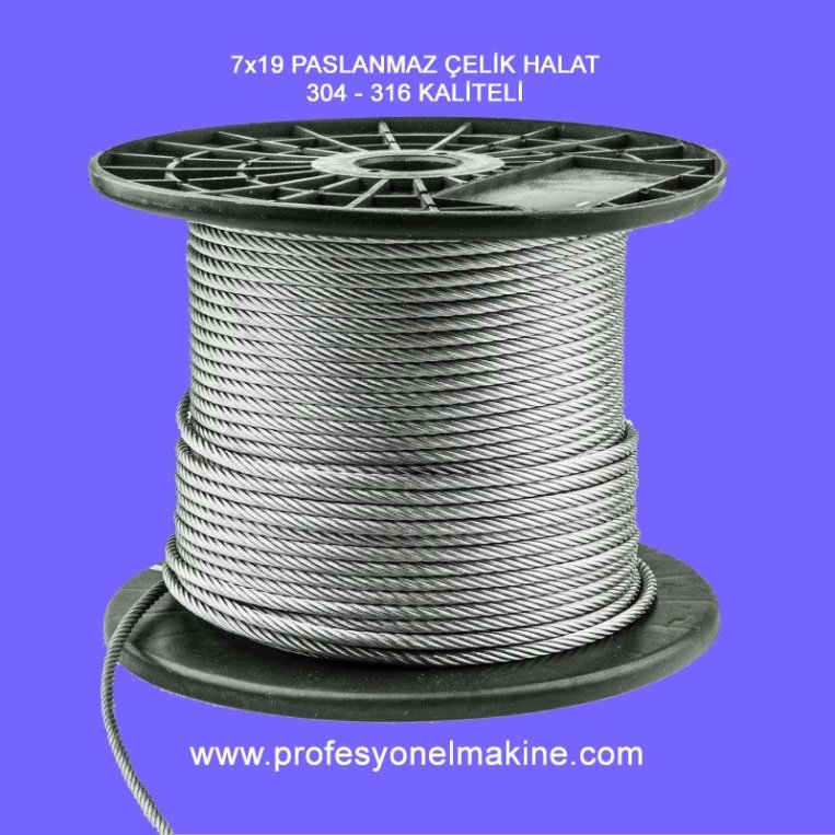 7x19 Paslanmaz elik Halat